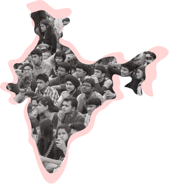 India Map with a group of students shown in it